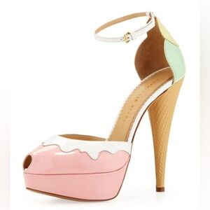 Charlotte Olympia / Ice Cream Cone platform pink Heel dOrsay Pump 38.5 8.5